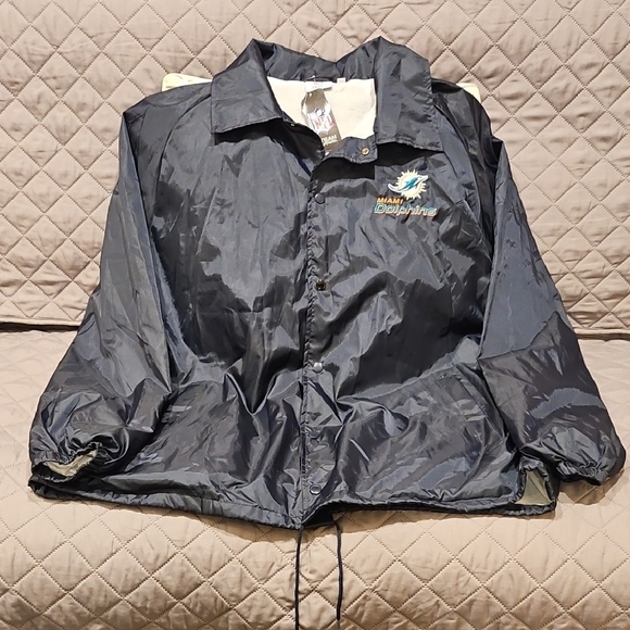 NFL Team Apparel Miami Dolphin Navy Blue Windbreaker Lightweight Athletic Jacket - Picture 8 of 16